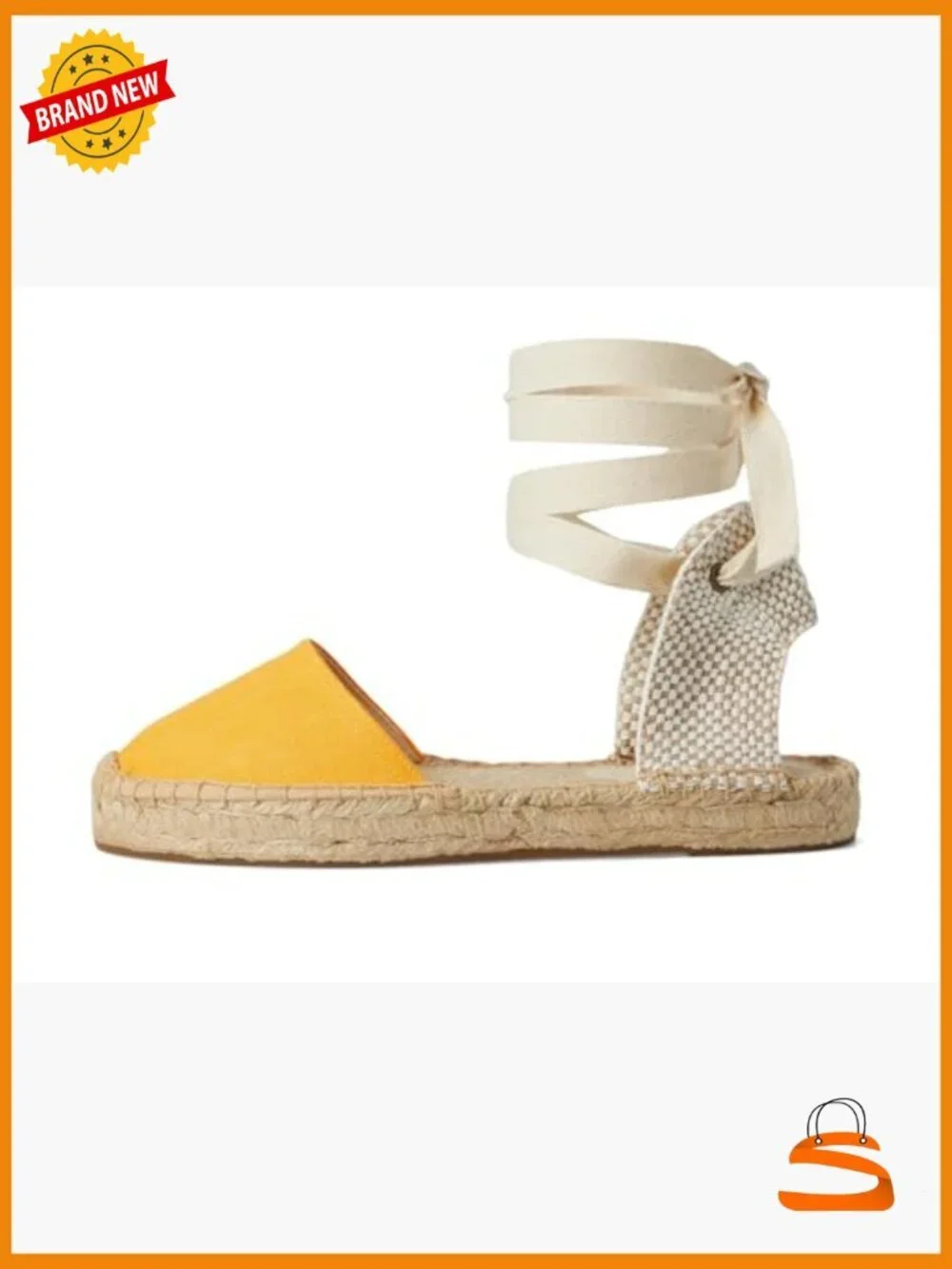 Linen lace-up espadrille sandals with jute sole and lace-up closure